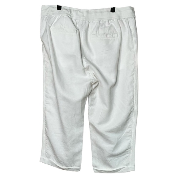 GAP Linen / Cotton Blend White Capri Length Pants Drawstring / Stretch Waist L - Picture 4 of 10